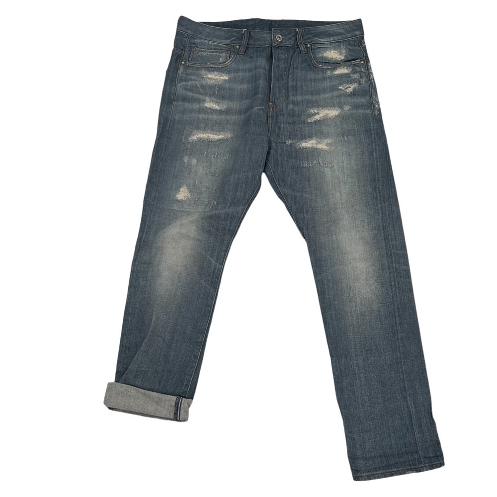 G-Star Raw First Classic Tapered Button Fly Distressed Jeans Size 33 x 32 Men’s